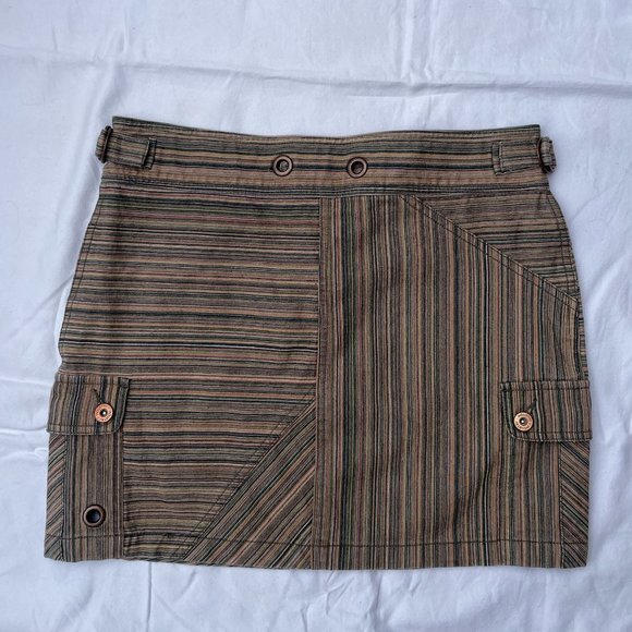 Brown Pinstripe Denim Mini Skirt - Picture 4 of 5